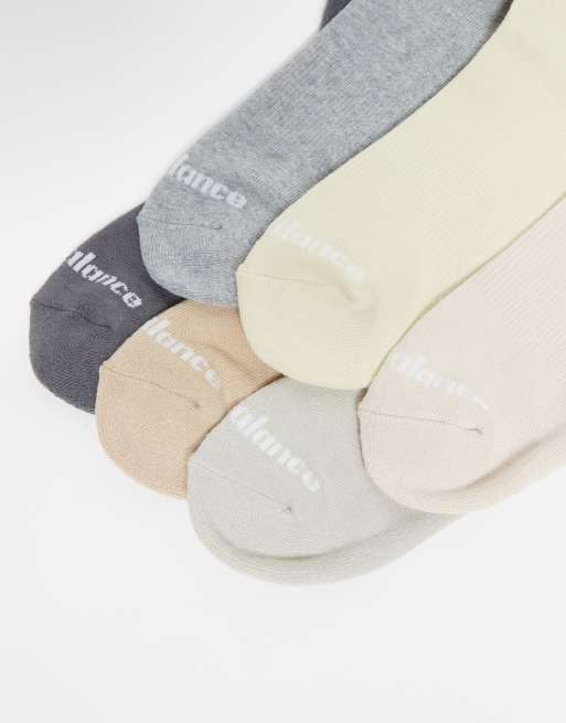 New Balance 6 Pack Everyday Crew Socks In Dark Neutrals