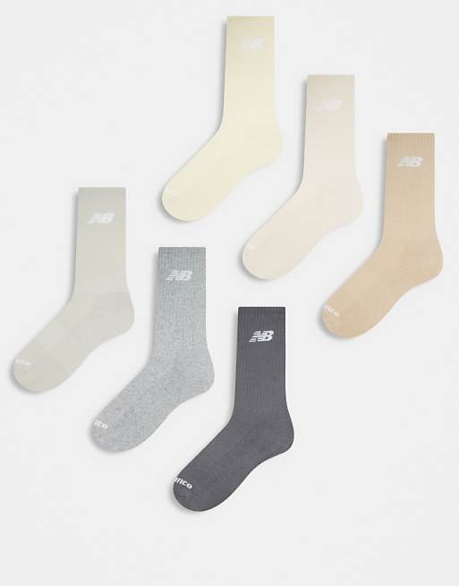 New Balance 6 pack everyday crew socks in dark neutrals
