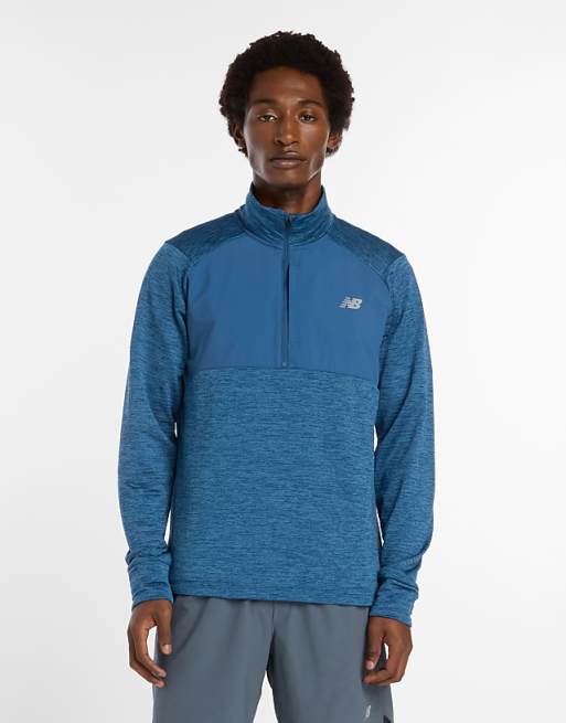 New Balance Athletics heat grid 1/2 zip in blue