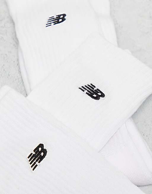 New Balance Embroidered Logo Crew Socks 3 Pack In White