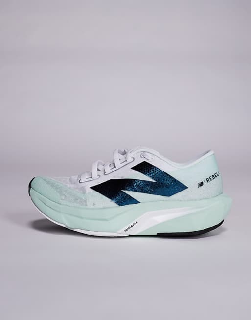 New Balance FuelCell Rebel V4 Womens Running Trainers In White And Green