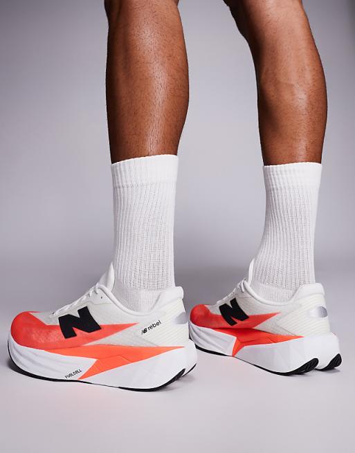 New Balance Fuelcell Rebel V5 Mens Running Trainers In Bright Red And White