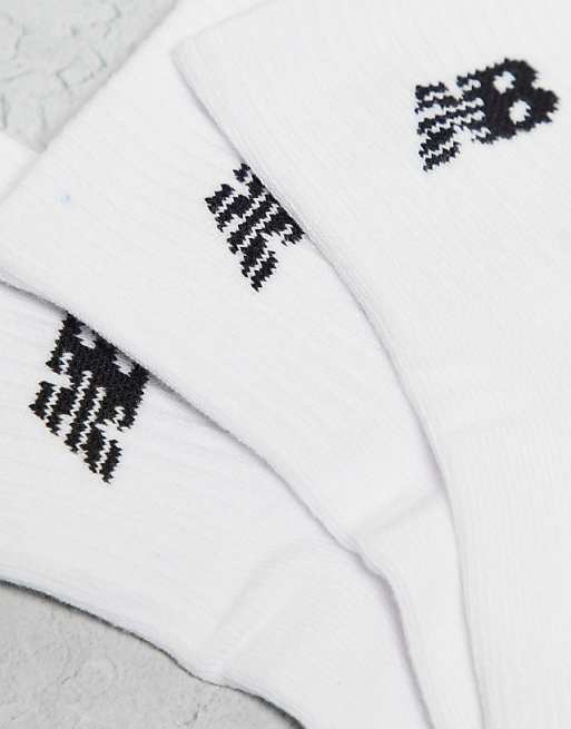 New Balance Logo Ankle Sock 3 Pack In White