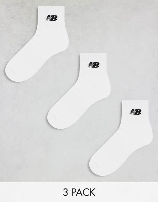 New Balance logo ankle sock 3 pack in white