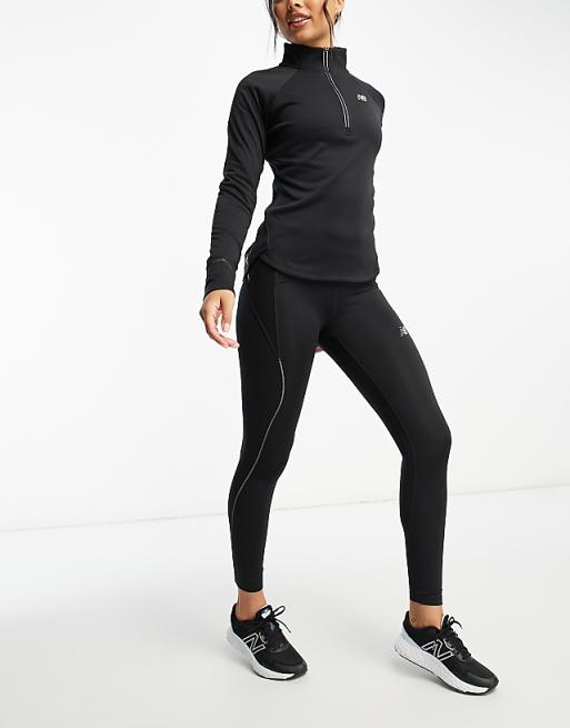 New Balance NB Heat Grid Long Sleeve Half Zip Top In Black