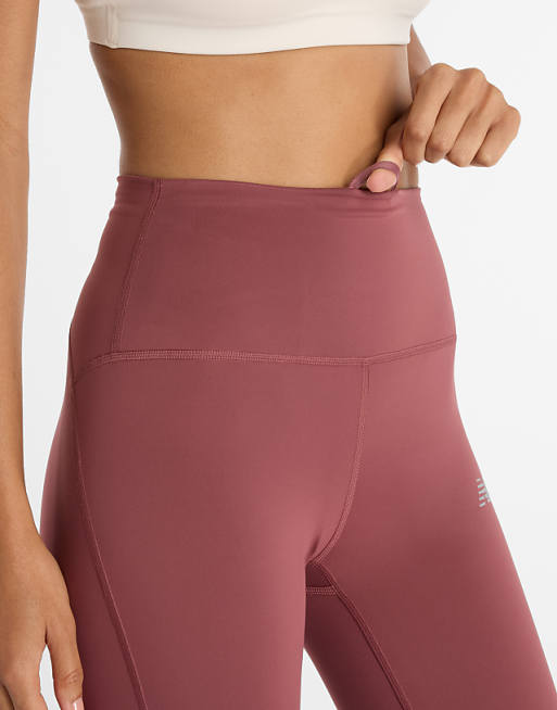 New Balance Nb Sleek High Rise Legging 25" In Washed Burgundy