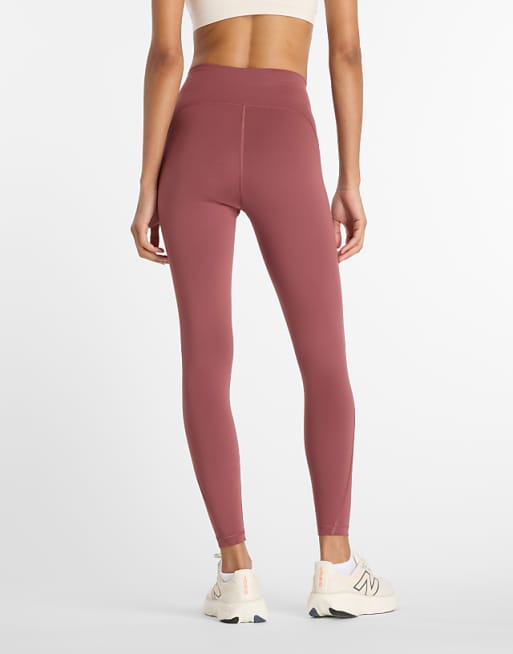 New Balance Nb Sleek High Rise Legging 25" In Washed Burgundy