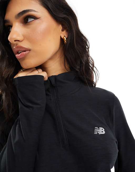 New Balance Performance 1/2 Zip Top In Black