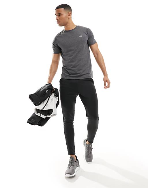 New Balance Performance Heathertech T-shirt In Dark Grey