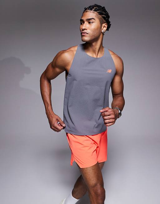 New Balance race day ultra light tank top in grey