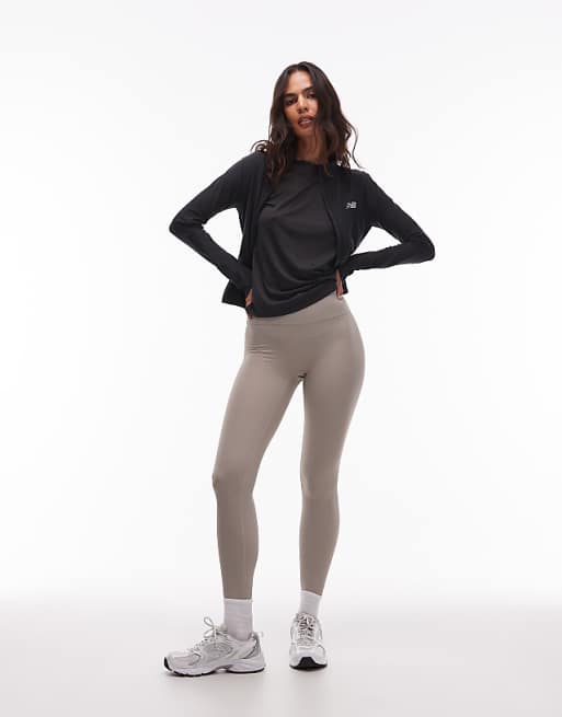 New Balance Ribbed high rise legging 27" in arid stone