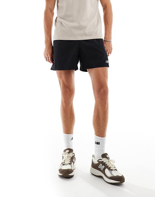 New Balance sport essentials lined 5 inch shorts in black