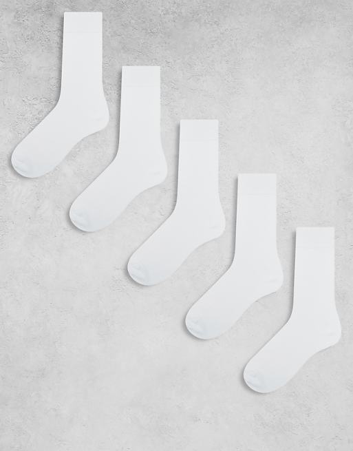 New Look 5 pack plain socks in white