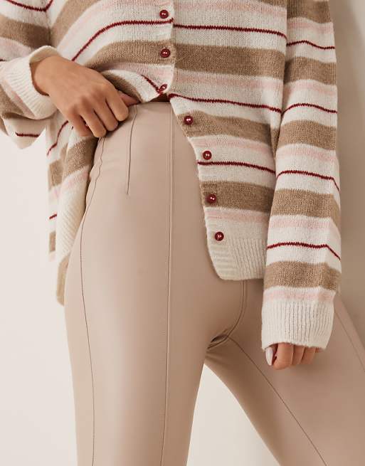 New Look PU Leggings In Off White