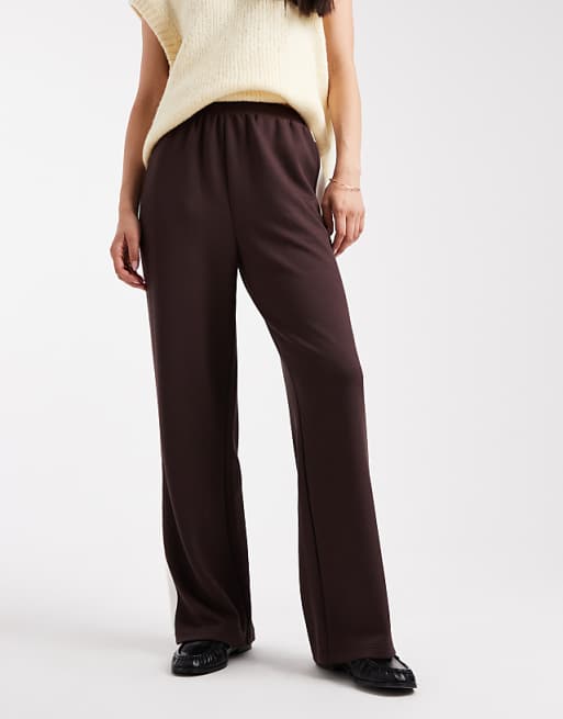 New Look Side Stripe Joggers In Brown