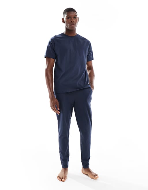 New Look t-shirt and joggers pyjama set in navy