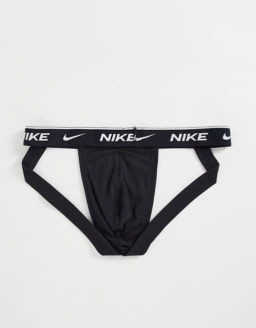 Nike 3 Pack Cotton Stretch Jock Straps In Black
