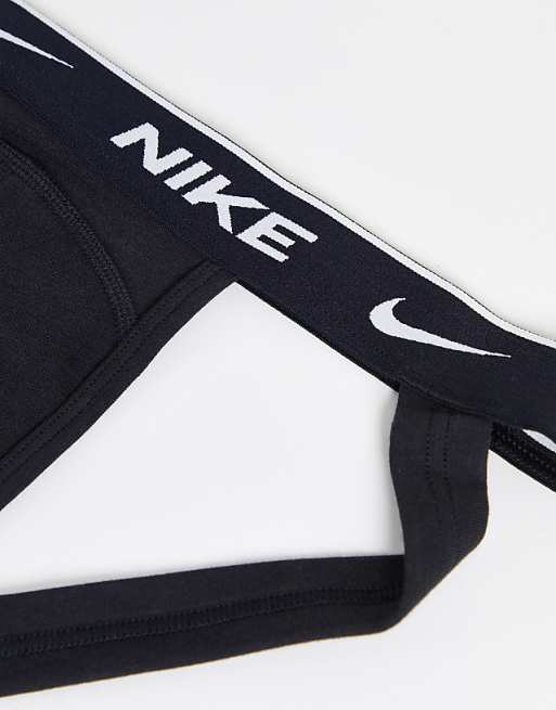 Nike 3 Pack Cotton Stretch Jock Straps In Black
