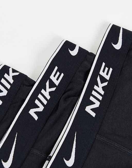 Nike 3 Pack Cotton Stretch Trunks In Black