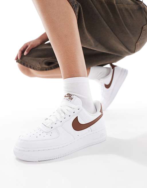 Nike Air Force 1 '07 NN Trainers In White And Brown