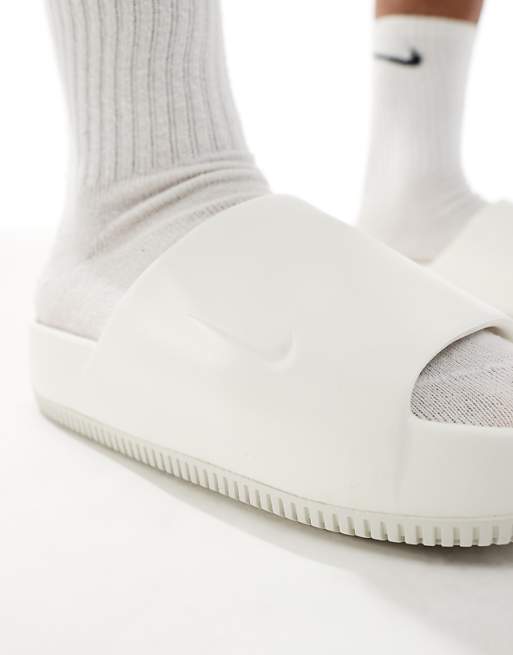 Nike Calm Sliders In White