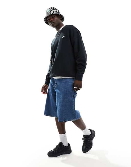 Nike Club French Terry Oversized Sweatshirt In Black
