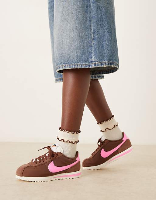 Nike Cortez Nylon trainers in brown and pink