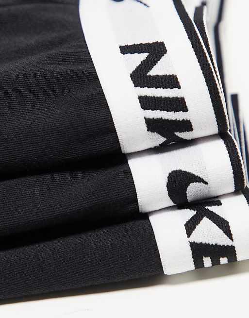 Nike Cotton Stretch 3 Pack Trunks In Black With White Waistband