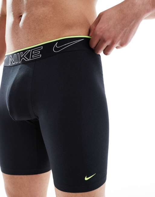 Nike Elite Cotton Stretch 2 Pack Long Boxer Brief In Black