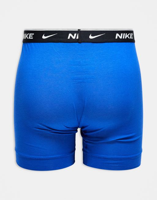 Nike Everyday Cotton Stretch 3 Pack Boxer Brief In Black And Blue