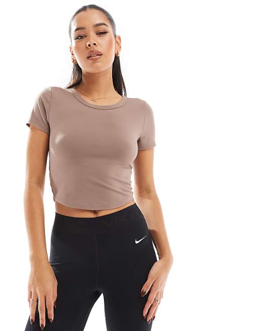 Nike One Training Dri-FIT fitted t-shirt in brown