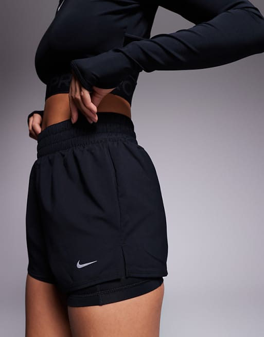 Nike One Training Dri-FIT High Waisted 3 Inch 2 In 1 Shorts In Black