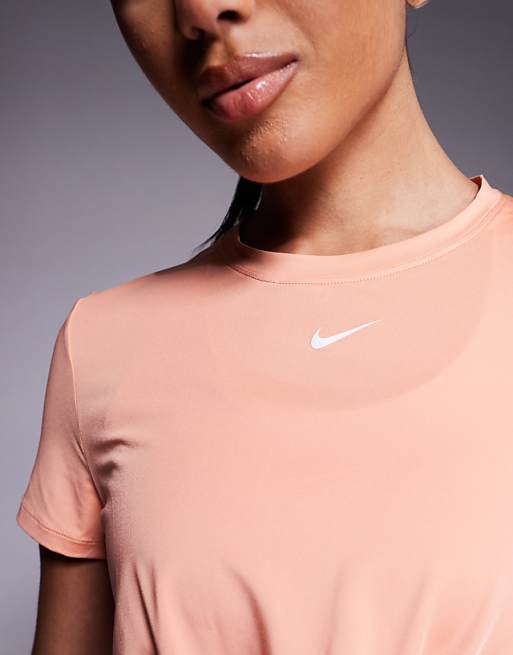 Nike One Training Dri-FIT Twisted Cropped T-shirt In Coral