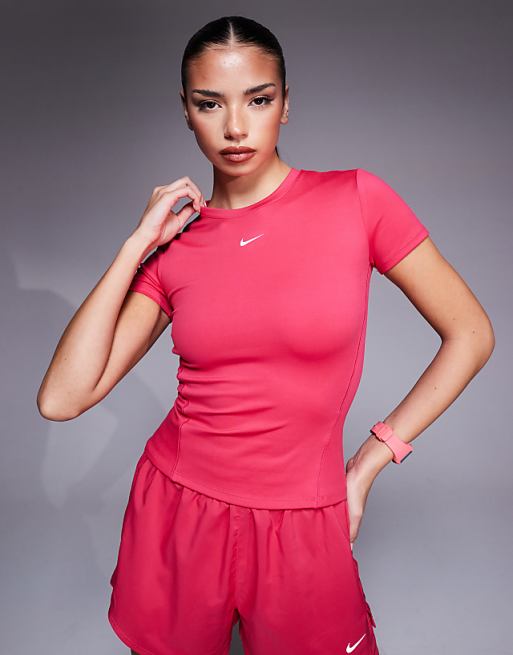 Nike One Training fitted t-shirt in pink