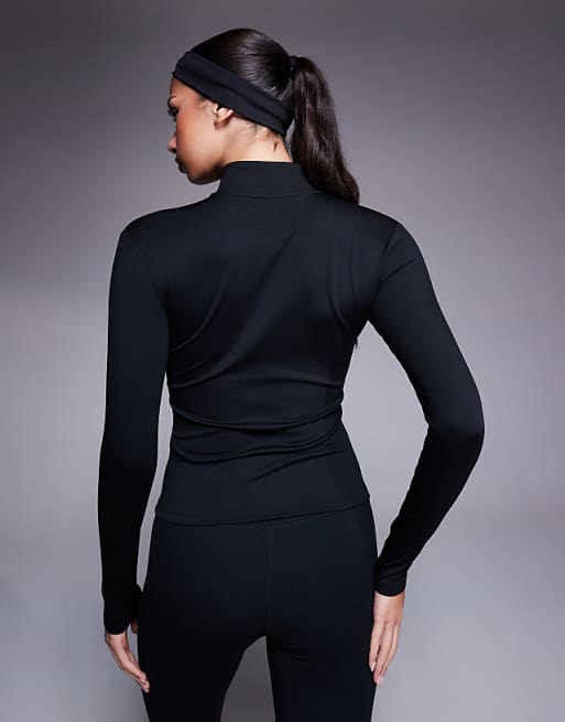 Nike One Training Full Zip Fitted Longsleeve Top In Black