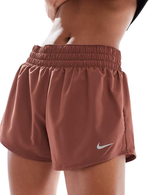 Nike One Training Mid Rise 3 Inch Shorts In Brown