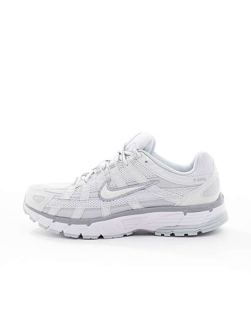 Nike P-6000 Unisex Trainers In White And Silver