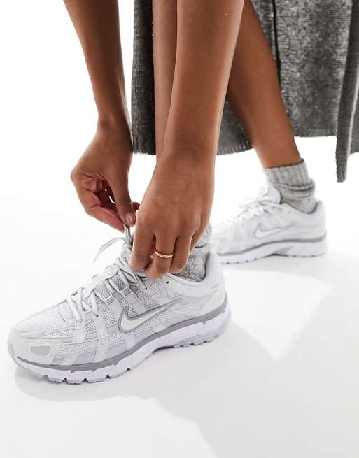 Nike P-6000 Unisex Trainers In White And Silver