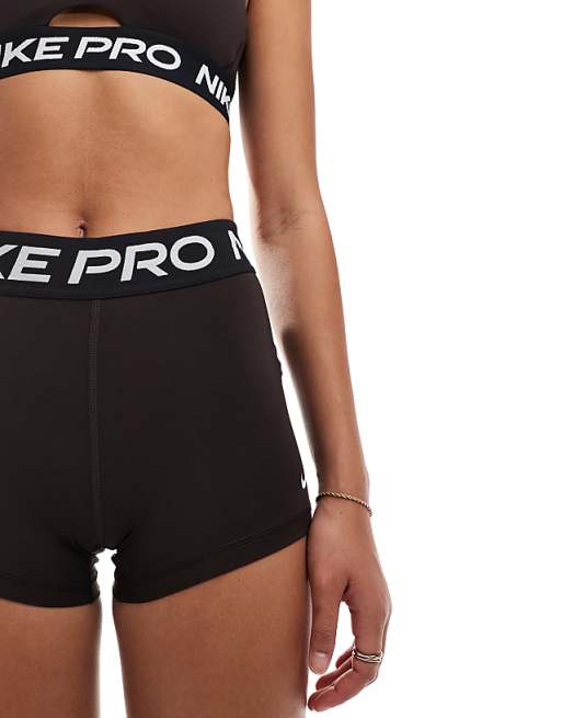 Nike Pro Training 365 3 Inch Leggings Shorts In Brown