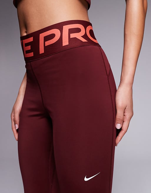 Nike Pro Training Dri-FIT Sculpt High Waisted Leggings In Burgundy
