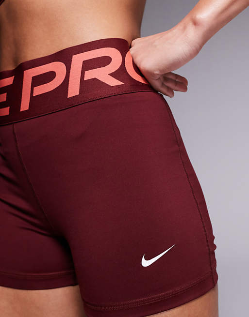 Nike Pro Training Dri-FIT Sculpt High Wasted 3 Inch Legging Shorts In Burgundy