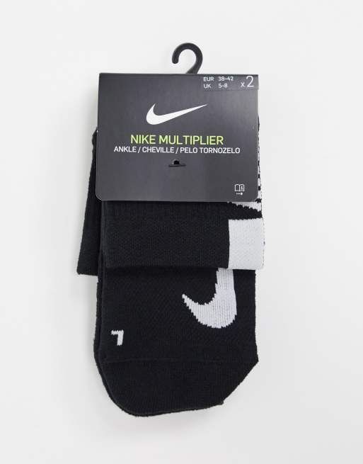 Nike Running 2 Pack Logo Ankle Socks In Black