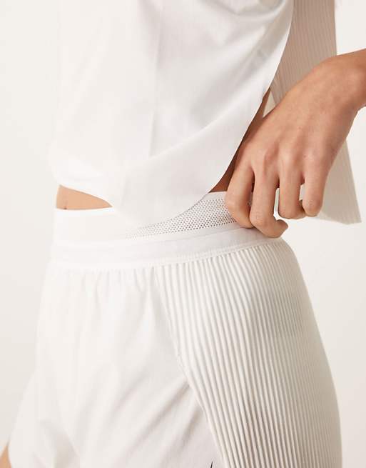 Nike Running Aeroswift Dri-FIT Plisse Mid Rise Shorts In White - WHITE
