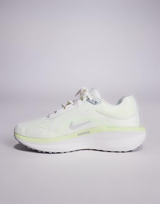 Nike Running Air Winflo 11 Trainers In White And Green