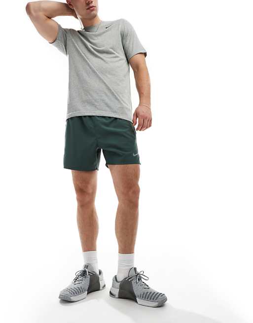 Nike Running Challenger Dri-FIT 5 Inch Shorts In Dark Green
