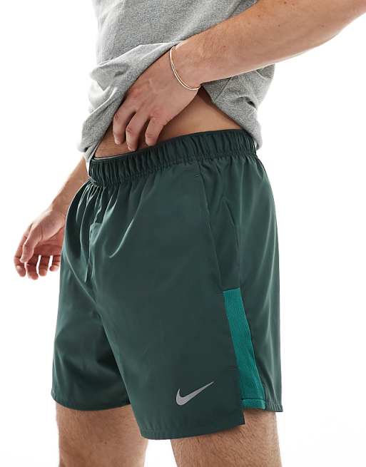 Nike Running Challenger Dri-FIT 5 inch shorts in dark green