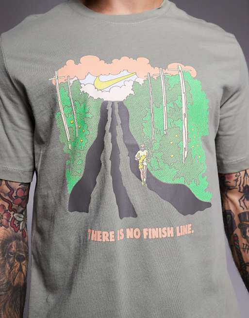 Nike Running Graphic T-shirt In Khaki