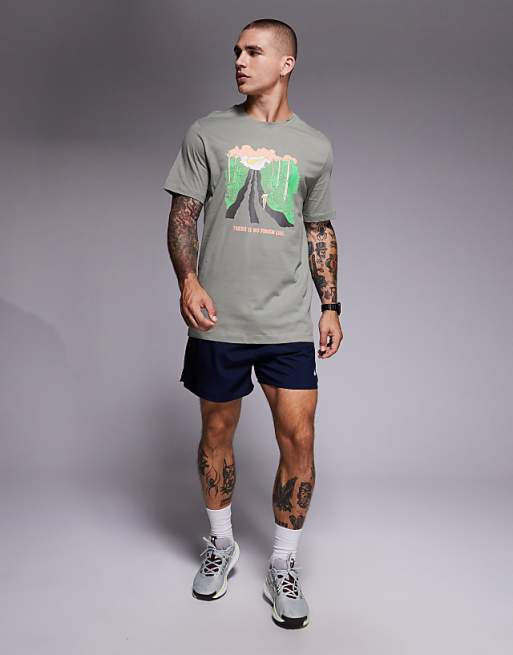 Nike Running Graphic T-shirt In Khaki