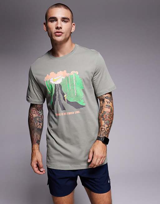 Nike Running graphic t-shirt in khaki