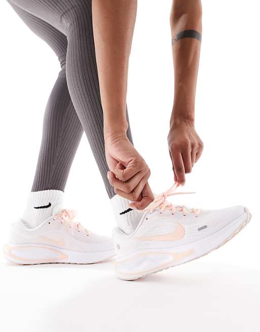 Nike Running Journey Run Trainers In White And Orange